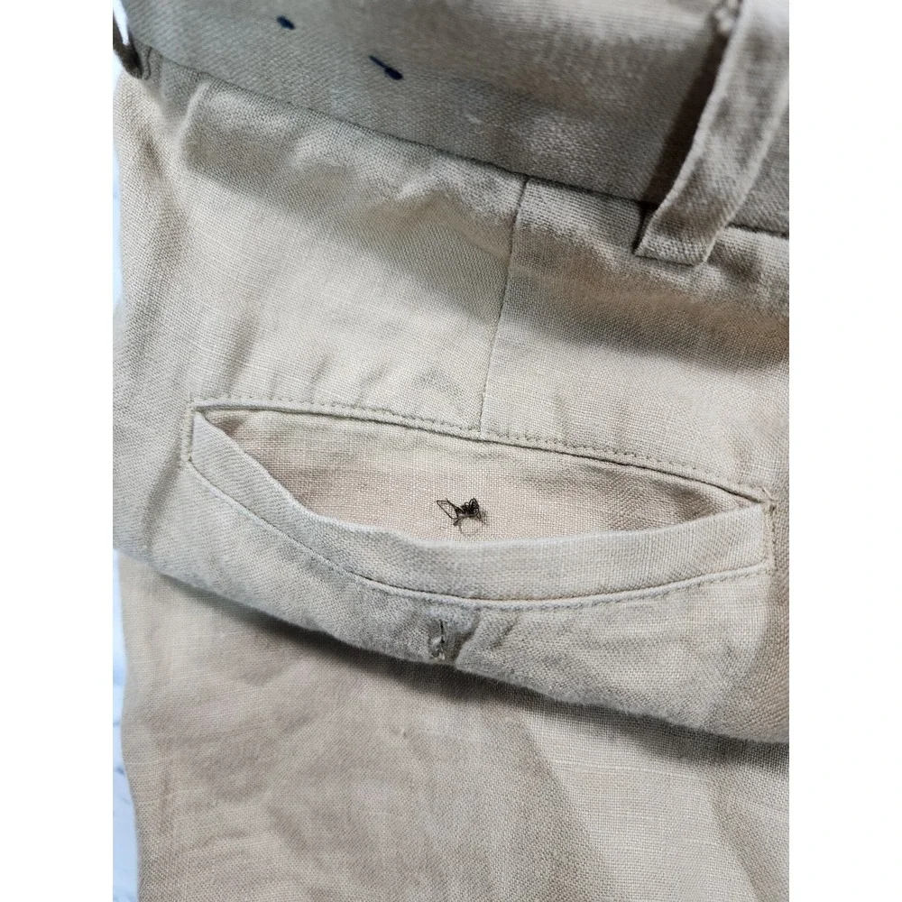 Brooks Brothers 346 MENS 37X30 Linen Pants Beige Dress Trousers Causal Preppy